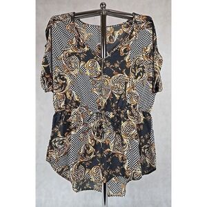 Mileage Shirt Womens Size 3X Top Stretch Waist Short Sleeve V-Neck NEW